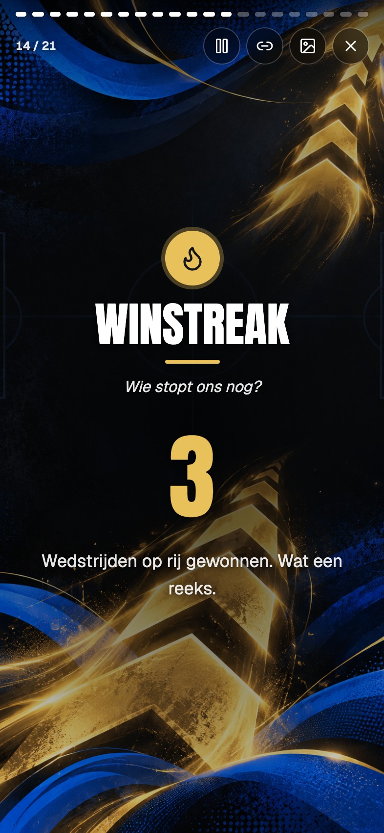 A recap slide with the longest winning streak